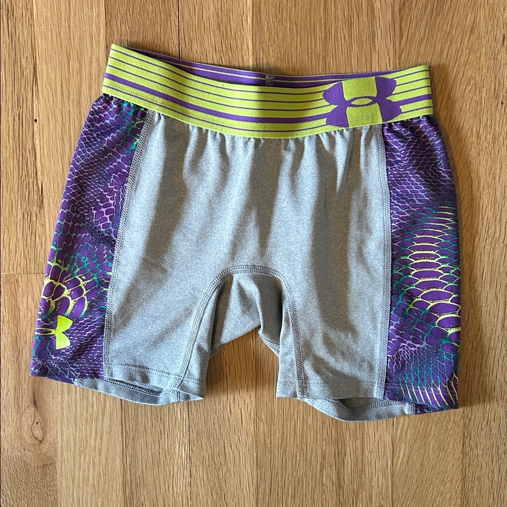 Under Armour Kids' Gray and Purple Patterned Shorts